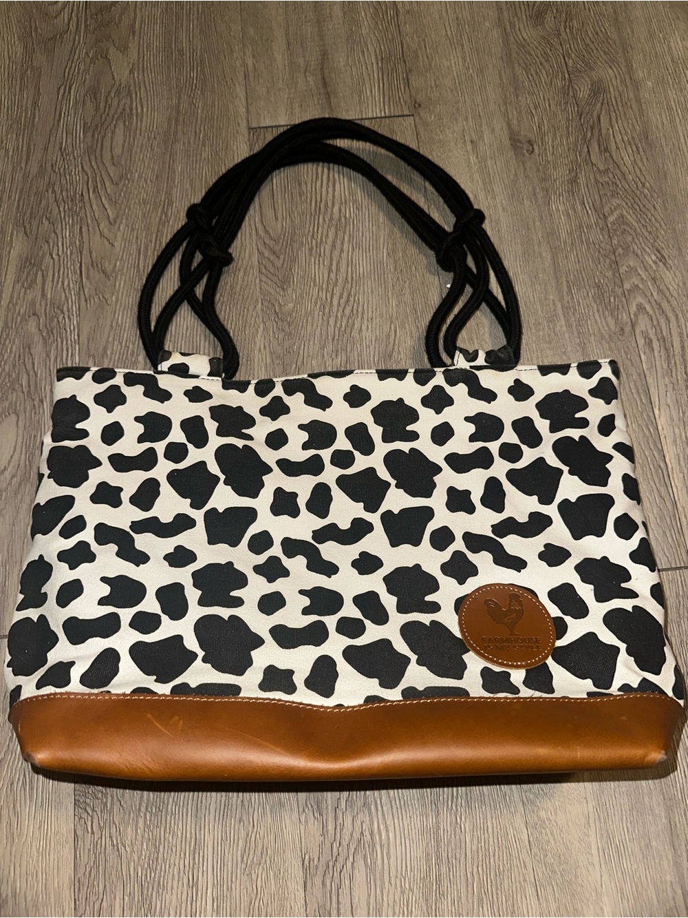 Farmhouse Is My Style Cow Print Luxe Bag Carryall Tote